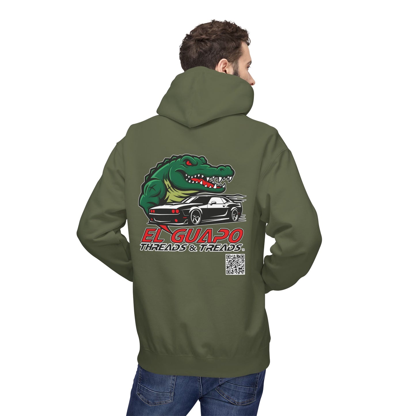 Graphic Hoodie with Car Design Unisex Fleece Sweatshirt